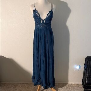 Free People Blue Lace Maxi Dress